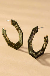Thread Wrapped Hexagon Hoops Earrings | Boutique Jewelry, Earrings, $ 13.95, A Moment Of Now™